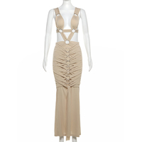 Robe moulante plissée, robe maxi élégante et sexy à décolleté, robes décontractées pour femmes, robes élégantes pour femmes