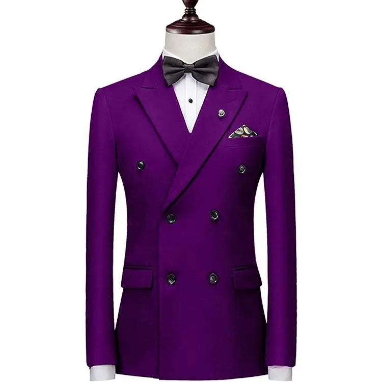 Jas Formal pesta gaya 3 potong, Blazer kustom, setelan Double breasted