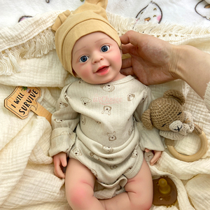 Nuevo Muñeco Bebé <span class=keywords><strong>Reborn</strong></span> de Silicona de 18 Pulgadas, Cara Sonriente, Bebé Niño con Boca Abierta, Puede Llevar Chupón - Product Image 3