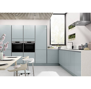 2025 Australia Home Project Combinación de colores de dos tonos <span class=keywords><strong>Simple</strong></span> I Shape Grey MDF Lacquer Gabinete de cocina de madera Diseño moderno - Product Image 5