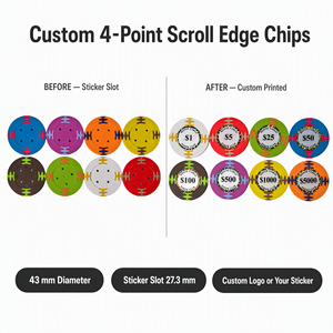 Fiches da Poker in Argilla Ecologiche Personalizzate 43mm 15.2g/pz Non Tossiche Sicure Rispettose dell'Ambiente Materiale Etico e Pulito - Product Image 2