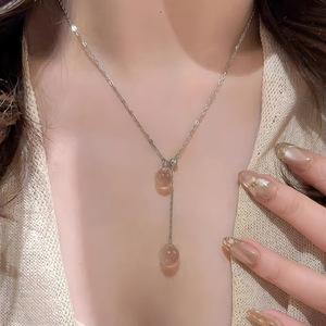สร้อยคอเงินแท้ S925 พร้อมจี้คริสตัลสำหรับผู้หญิง ดีไซน์เรียบง่าย สวมใส่ได้ทุกวัน ความยาวโซ่ 405 ซม. - Product Image 2