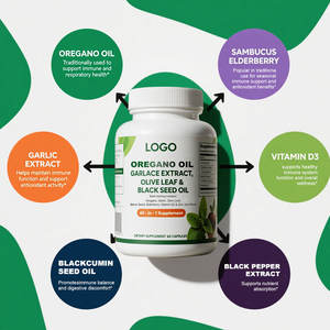 Private Label Packaging Oregano Oil 60 Soft Capsules Digestion Support <strong>Wild</strong> Oregano Oil Health Care Products Health Supplements - Product Image 3