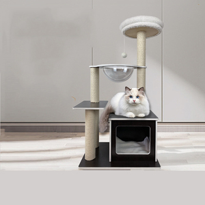 Fabricant en gros de grattoir d'<span class=keywords><strong>arbre</strong></span> à <span class=keywords><strong>chat</strong></span> noir et blanc de luxe avec capsule spatiale - Product Image 4