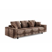 Nuevo diseño moderno sofá de sala de estar italiano ligero de lujo estampado de leopardo sofá de tres plazas
