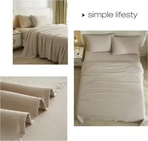 Soft Microfiber Bedding Sheet 1800 Count Deep Pocket 4 Piece Hotel Bed Sheet Set For Hotel