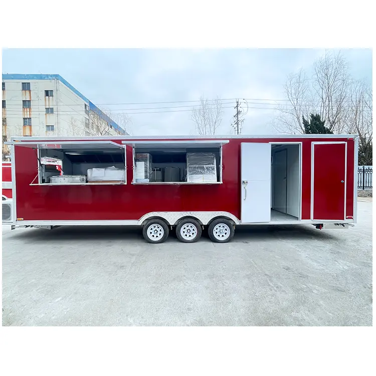 USA 33ft 10m Street Fast Food Truck Concession Mobile Square Food Trailer Fully Equipped For Sale With Full Kitchen