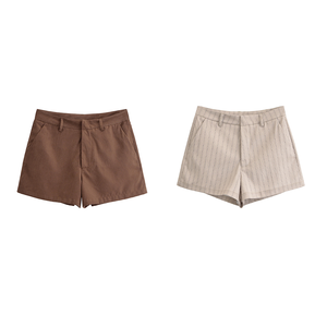 Shorts Casuales de Verano para Mujer, Cintura Alta, Transpirables, Tejidos, con Cierre de Cremallera, Bolsillos Laterales, Diseño Básico - Product Image 1