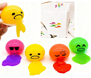 Jouet anti-stress amusant en forme d'œuf qui vomit - Balle à presser pour farces, œuf qui éclotte, jouet fantaisie pour soulager le stress, cadeau rigolo pour enfants et adultes - Product Image 1