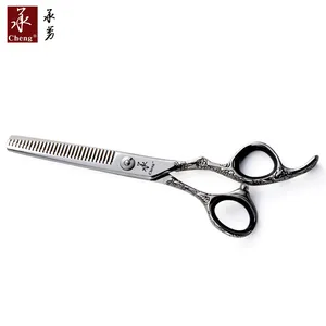 Tijeras Profesionales para Cortar y Entresacar Cabello FL-6030, Acero de Damasco, 6 Pulgadas, para Barbería y Salón, 30 Dientes - Product Image 1