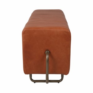 Panca Rettangolare Imbottita dal Design Moderno, Effetto Pelle Marrone, Pouf per Ingresso e Sgabello per Soggiorno - Product Image 3
