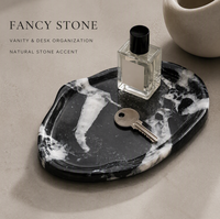 Plateau Organisateur en Marbre Noir Patagonia FANCY STONE, Grande Taille, Pierre Naturelle Polie, Plateau Décoratif pour Bureau, Décoration Intérieure, Cadeaux