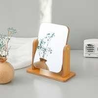 Miroir de maquillage en bois rotatif à 360 degrés de haute qualité, miroir de bureau réglable pour la maison et les voyages