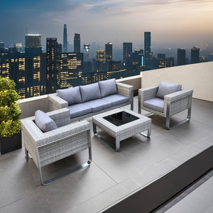 Set di Divani in Vimini Moderno e Lussuoso, Salotto Modulare in Rattan PE, Arredamento da <span class=keywords><strong>Giardino</strong></span> per Hotel di Alta Qualità Personalizzato in <span class=keywords><strong>Alluminio</strong></span> - Product Image 4