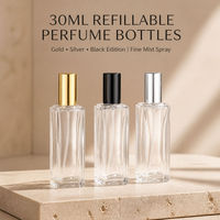 Atomiseur de parfum en verre rechargeable de 30 ml, flacon vaporisateur de parfum portable, conteneur rectangulaire transparent