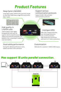 Batterie lithium-ion <span class=keywords><strong>Sohigh</strong></span> Solar LiBAT-48V200AH 24V/51.2V 200Ah pour station d'alimentation de camping-car avec longue durée de vie, 10kWh, compatible solaire - Product Image 4