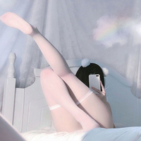 Bas noirs Chaussettes transparentes ultra-minces pour femmes sur le genou Long Tube Noir Sexy Blanc Mignon