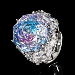 Fashion Jewelry Eco-friendly Copper 16mm Multicolor Cubic Zirconia <b>Dainty</b> Colorful Zircon Band <b>Ring</b> for Vibrant Daily Style - Product Image 5