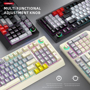 Clavier mécanique T50 personnalisé, disposition 100 %, éclairage RGB pour le gaming e-sport, avec bouton rotatif et touches interchangeables à chaud - Product Image 2