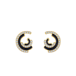 Pendientes de Plata de Ley 925 con Circonita Cúbica 0P-[98], Diseño Simple, Esmalte Irregular, Línea Moderna, Envío Directo del Fabricante - Product Image 1