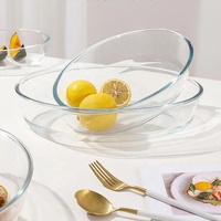 Nouveau Plat à Four en Verre Borosilicate de Haute Qualité, Forme Ovale, Résistant au Four, 0.8L/1.6L/2.4L, pour la Vente en Gros