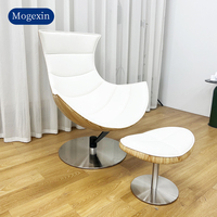 Fauteuil inclinable pivotant en cuir italien moderne avec pieds en métal pour salon et bureau à domicile, fauteuil de relaxation pivotant