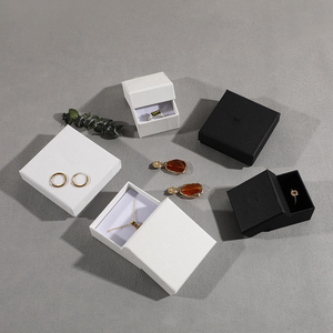 Custom Logo Durable Square Cardboard Jewelry Sliding Drawer <b>Box</b> Slide Thin Bracelet Earring <b>Ring</b> Pendant Gift Packaging Storage - Product Image 2