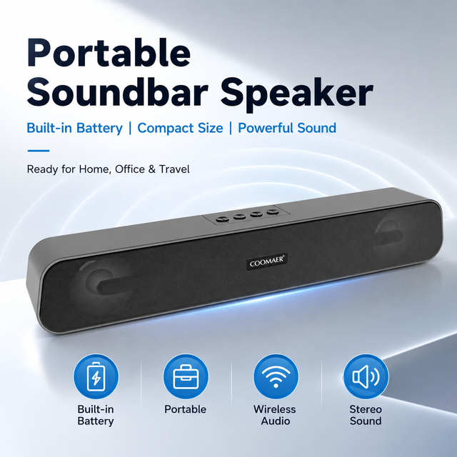 OEM ODM Portable Wireless Slim Sound Bars High Quality 1200mah Multimedia BT SoundBar Speaker