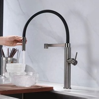 Mélangeur de robinet de cuisine à bol unique de luxe pistolet noir laiton gris tirer vers le bas avec douchette extractible mitigeur-vente d'usine