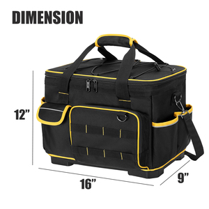16-inch Waterproof <b>Tool</b> <b>Bag</b> with Hard Bottom Detachable Divider Heavy Duty <b>Tool</b> <b>Tote</b> with Multiple Pockets OEM Available Black - Product Image 6