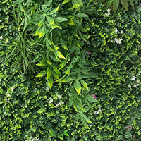 S-023 1x1m synthétique en plastique gazon panneau toile de fond artificiel vert mur avec fleurs plantes pour jardin mariage décor