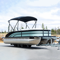 Bateau ponton de luxe hors-bord 19ft 27ft 300HP pour croisière sportive - 8-15 personnes, aluminium, fibre de verre, plancher en herbe marine, CE ISO, taille personnalisée