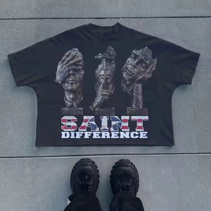 Offre Spéciale hommes 100% coton Boxy court T-Shirts luxe Streetwear Y2K imprimé graphique t-shirt surdimensionné haute qualité tissu peigné - Product Image 3