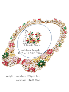 Set di Collana e <span class=keywords><strong>Orecchini</strong></span> con Fiori in Zirconi Multicolore di Lusso per Donne, Eleganti Gioielli in Cristallo per Matrimoni, Feste e Abiti da Sera - Product Image 6