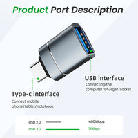 Adaptor USB 3.0 Tipe C OTG Kabel Konverter USB C untuk Transfer Data untuk Laptop Desktop Headphone-Baru