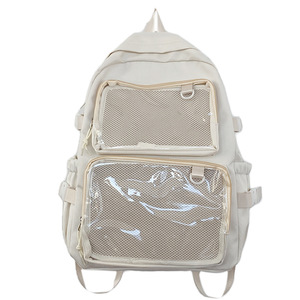 <span class=keywords><strong>Sac</strong></span> à dos Ita Bag rose pastel élégant à double maille avec fenêtre transparente et compartiments pour femmes - Product Image 3