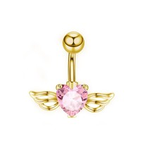 Vente en gros anneau de nombril en acier inoxydable cœur rose rouge nouveau design anneaux de nombril bijoux de piercing pour femmes