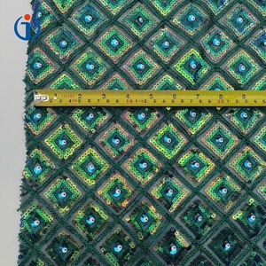 Sang trọng đan đầy màu sắc 95% Polyester 5% spandex trừu tượng <span class=keywords><strong>Peacock</strong></span> sequin thiết kế lưới thêu vải cho trang phục Ăn mặc - Product Image 2