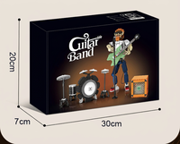 Modèle de guitare rock en blocs de construction pour boîte à musique - Ensemble de jouets éducatifs en plastique ABS avec plus de 721 pièces