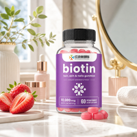 Gummies Biotine Cheveux Peau Ongles 10000 mcg Végétaliennes Saveur Fraise OEM Personnalisé Marque Privée Supplément Qualité 100000 Atelier Propre
