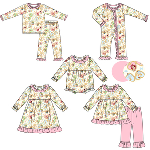 Ropa Nueva OEM con Diseño Personalizado de Fábrica, Príncipe y Princesa de Cuento de Hadas, Color Beige, Mangas con Volantes Dulces y Patrones con Logotipo - Product Image 1