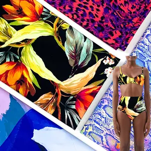 spandex high elastic digital animal designs polyester sublimation floral printed fabric for swimwear and dress