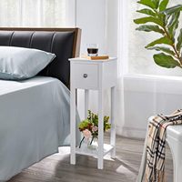 Inweto 2025 New Avon Exquisite Slim Table de chevet en bois Table de chevet tiroir étagère ouverte pour chambre réception couloir côté blanc
