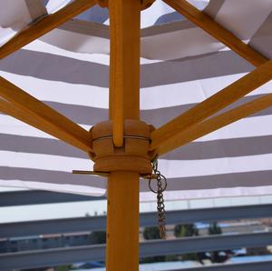 Conjunto de Mesa de Picnic de Madera con Sombrilla y Rayas Costeras – Banco de Comedor para Exteriores Resistente a la Intemperie con Protección Solar para Jardín - Product Image 5