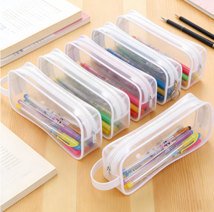 Transparent PVC Pencil Case Zipper Pen Pouch Portable Cosmetic <b>Bag</b> for Travel <b>School</b> Office - Product Image 2
