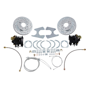 ชุดดิสก์เบรกหลังขนาด 11 นิ้ว แบบเจาะรู/แบบร่อง สีดำ พร้อมคาลิปเปอร์ สำหรับรถเชฟโรเลต อิมพาลา เบลแอร์ สตรีท ร็อด ปี 1955-68 อะไหล่รถคลาสสิก - Product Image 1