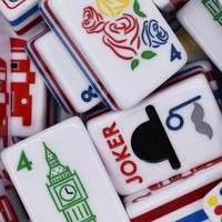 Jeu de Mahjong américain en acrylique sculpté et coloré de style rétro britannique, 160 pièces, avec emballage en boîte en carton