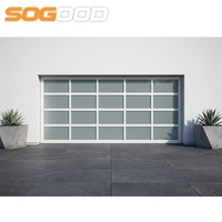 Porte de garage sectionnelle en aluminium sur mesure avec vue complète, porte en verre trempé givré teinté, verre teinté disponible pour les maisons modernes