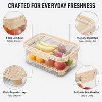 Boîte de rangement alimentaire portable avec poignée et plateau de drainage, récipient hermétique à compartiments pour pique-nique et camping en extérieur
