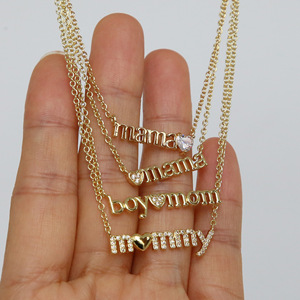 Collier pendentif cœur garçon en cuivre et chaîne bambou, tendance, best-seller en Europe et en Amérique, personnalisable avec nom, cadeau fête des Mères - Product Image 4